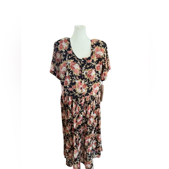 Vintage S. ROBERTS Floral Maxi Dress Size 22/24,Broomstick Pleating, Button Down - Picture 6 of 9